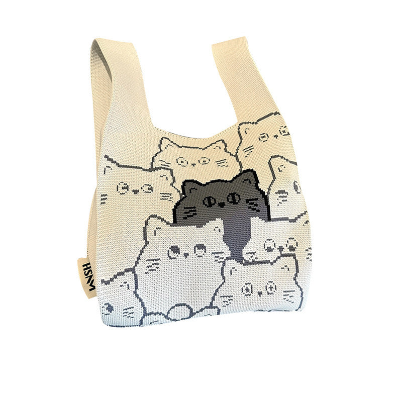 Women's Groundhog Knitted Woven Cute Simple Spring Handbags