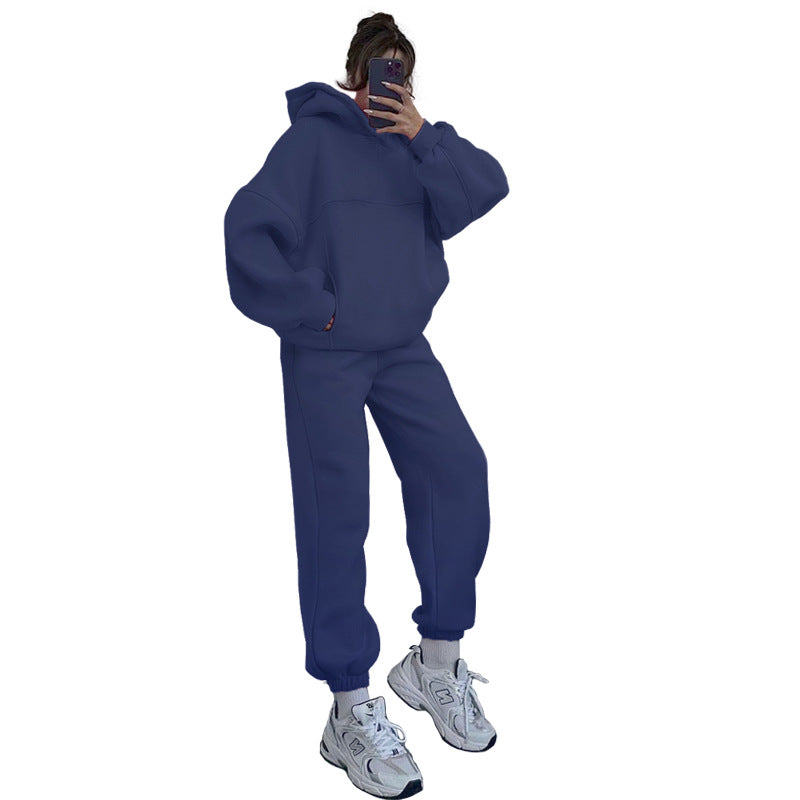 Women's Solid Color Hooded Two-piece Set Fashion Suits