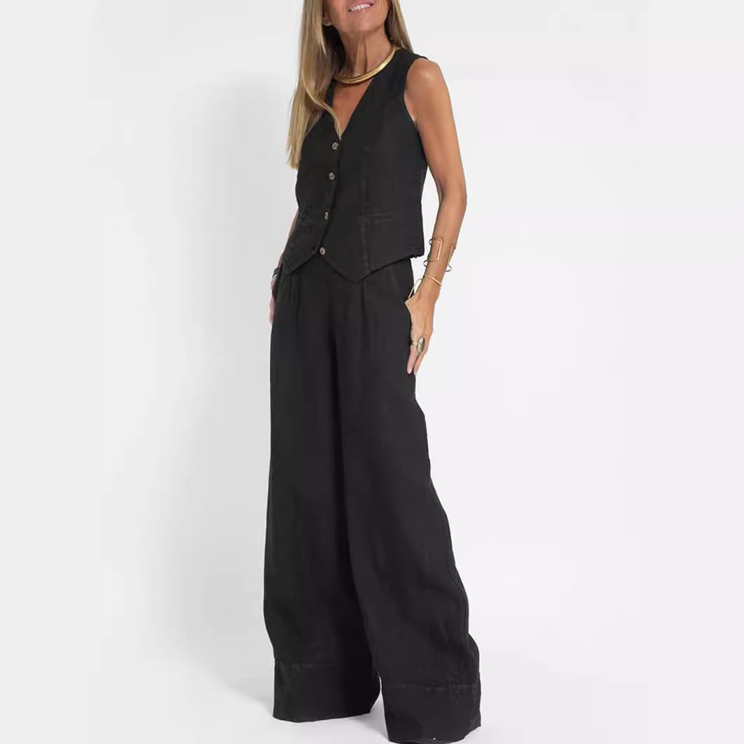 Trousers Patchwork Pure Sleeveless Color Temperament Fashion Casual Suit