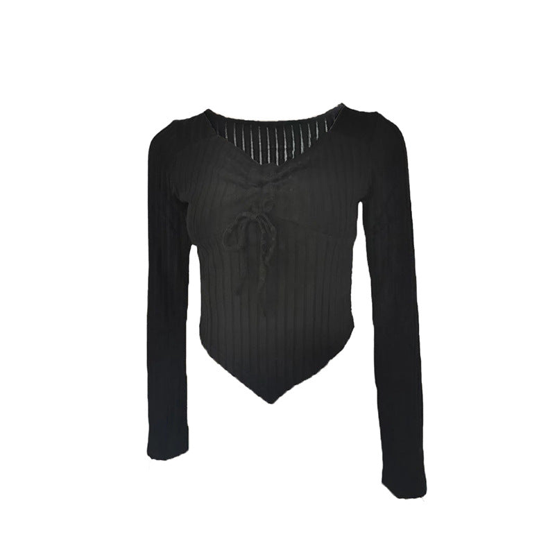 Women's Casual Solid Color Pleating Bell Sleeve Women's T-shirt
