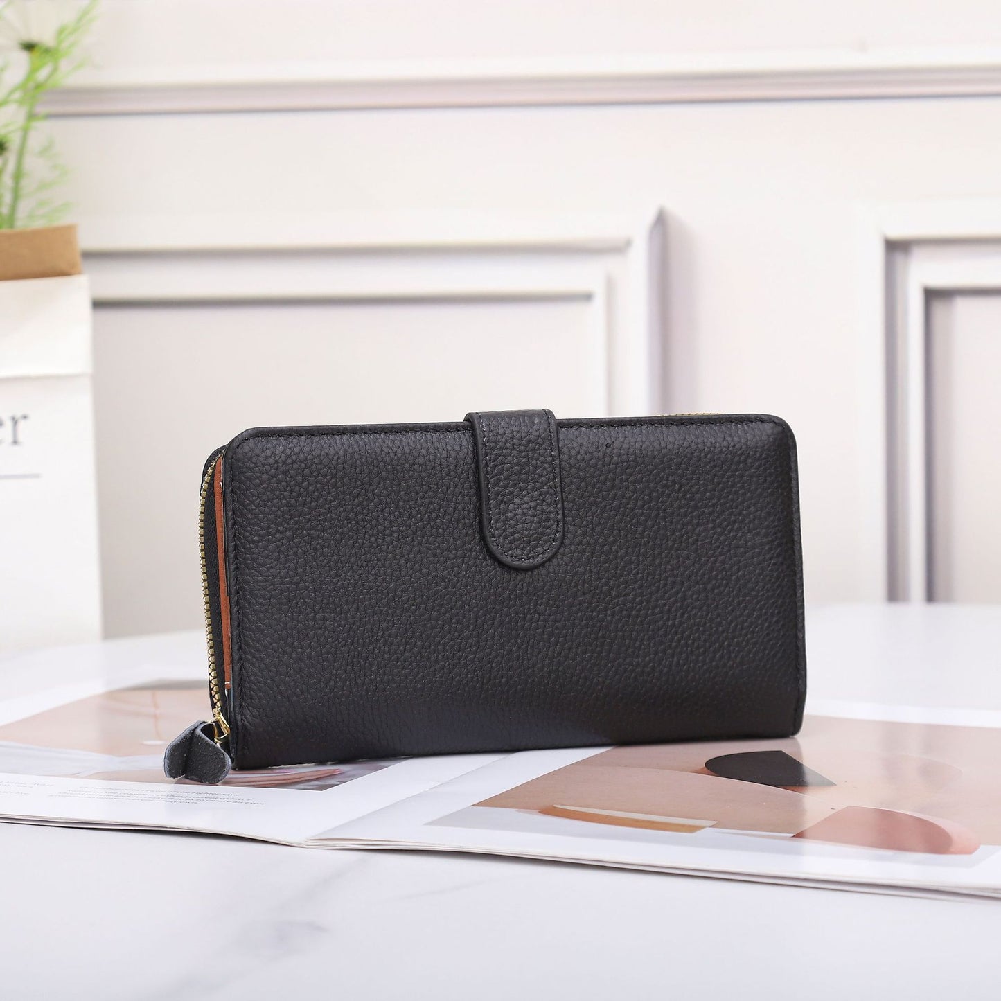 Women's Long Leather First Layer Cowhide Large Ladies Wallets