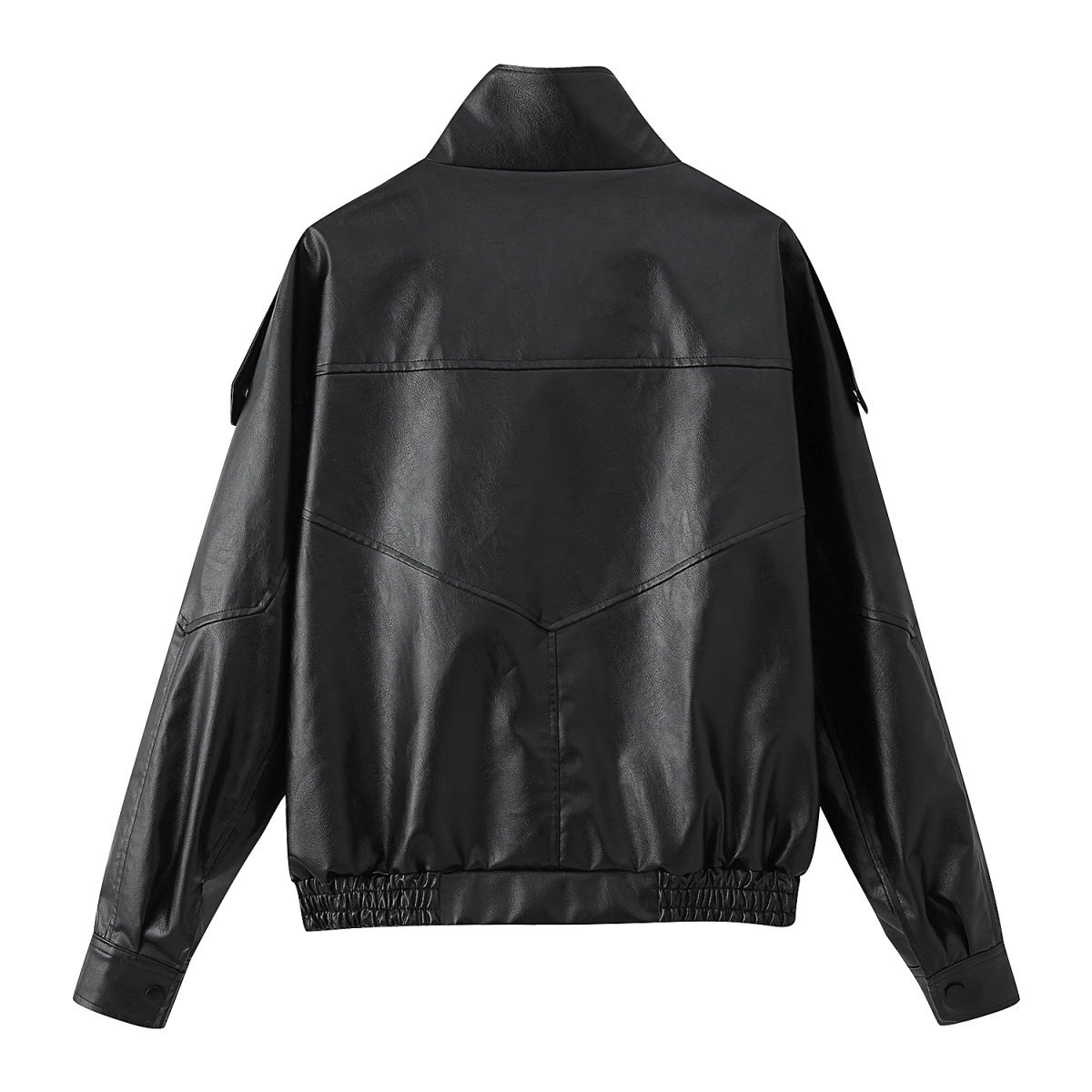 Women's Fashion Long Sleeve Stand Collar Leather Jackets