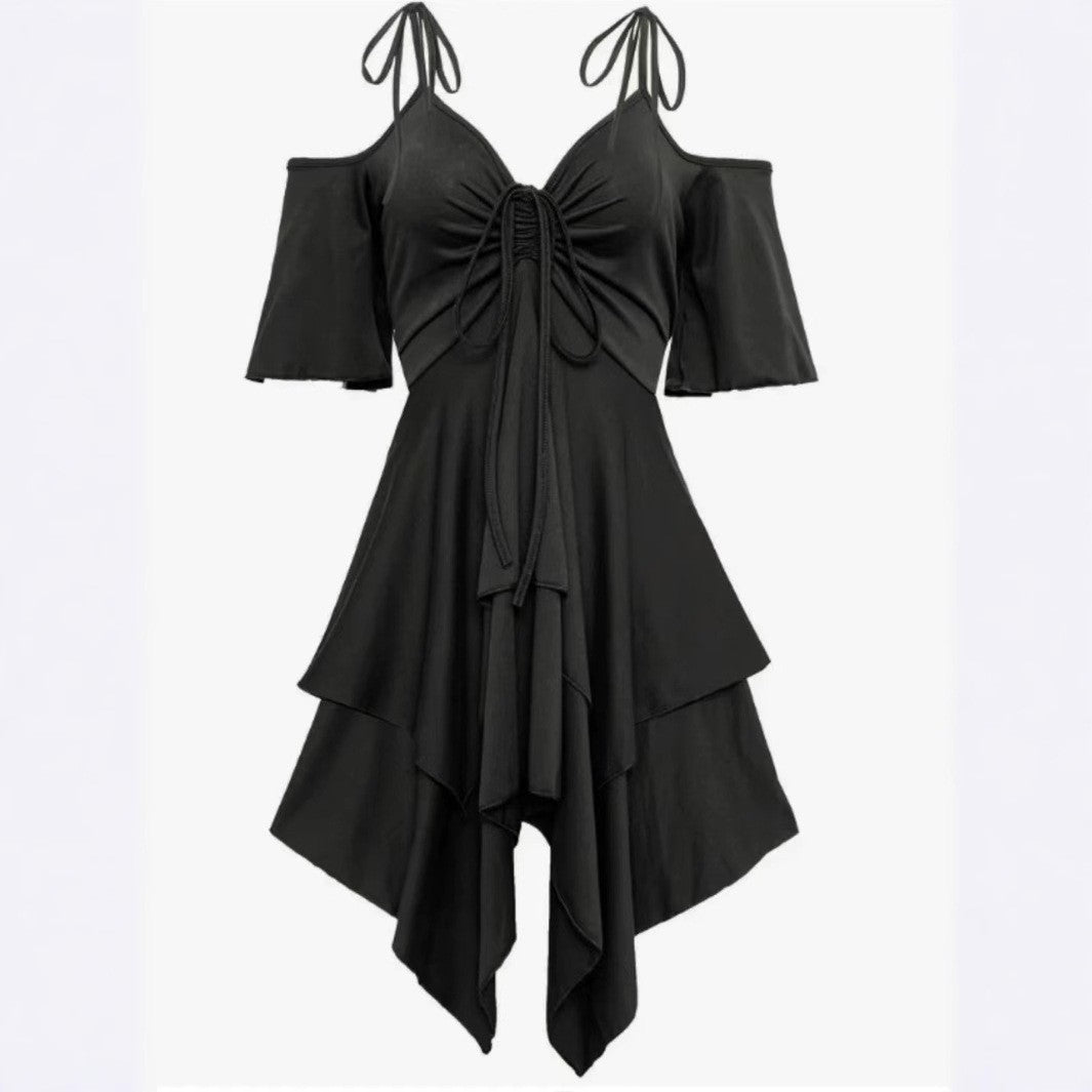 Women's Street Hipster Cold Shoulder Sleeve Casual Dress