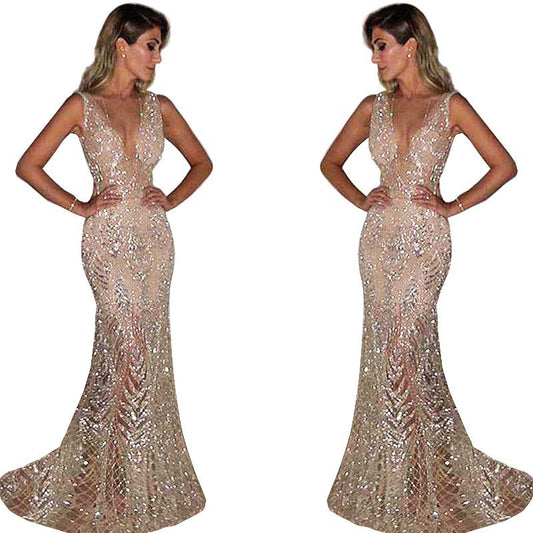 Women's Dress Long Sleeveless Sexy Deep V Wedding Dresses