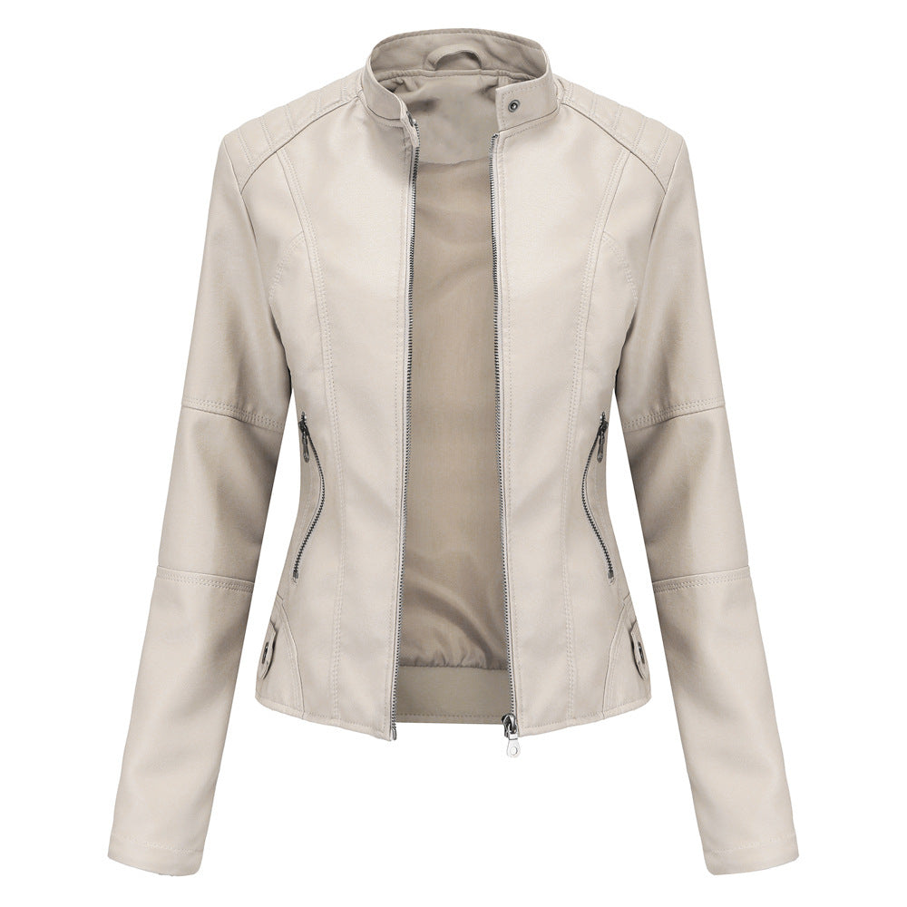 Women's European Leather Slim Thin Motorcycle Stand Clothing