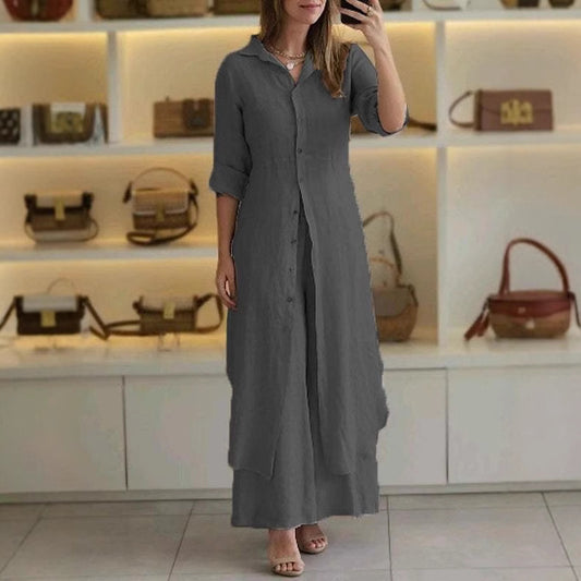 Women's Urban Elegant Cotton Linen Waisted Long-sleeved Suits