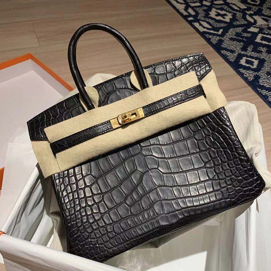 Women's Crocodile Pattern First Layer Cowhide Handbags