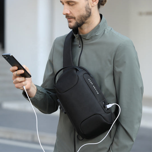 Men's Graceful Mechanical Style Waterproof Printable Men's Chest Bags