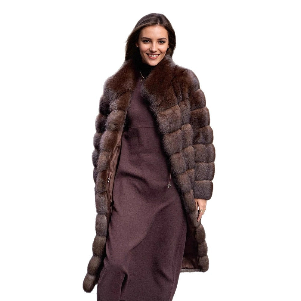 Women's Russia Zibeline Fur Stand Collar Farmer Color Coats