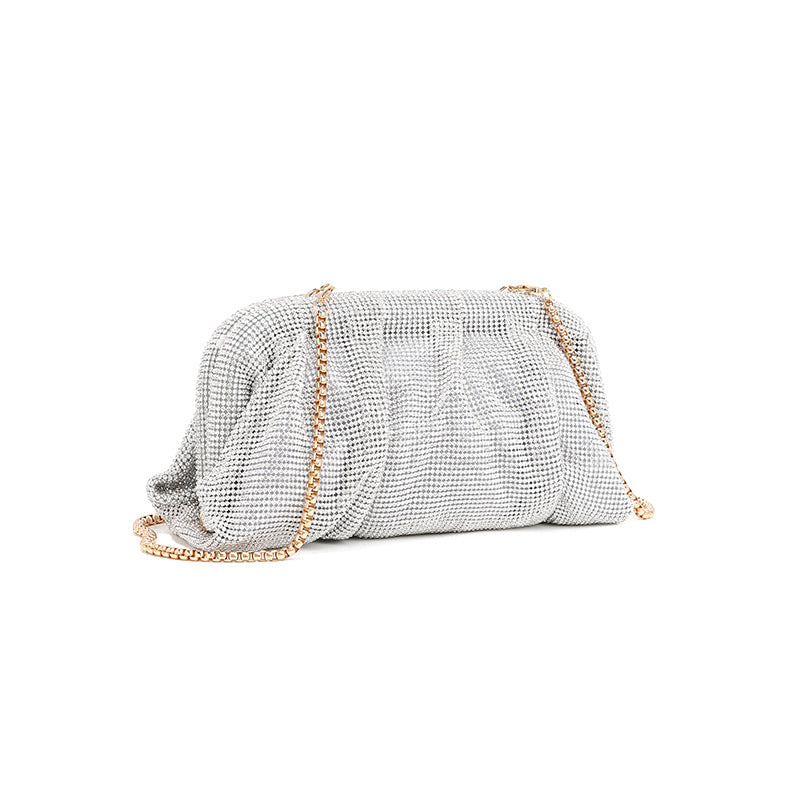 Women's Clouds Clip Pleated Clutch Diamond High-grade Evening Bags