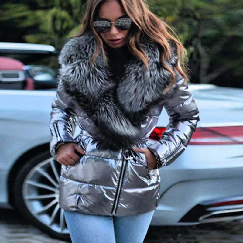 Women's Fur Collar Long Sleeve Cotton Down Coats