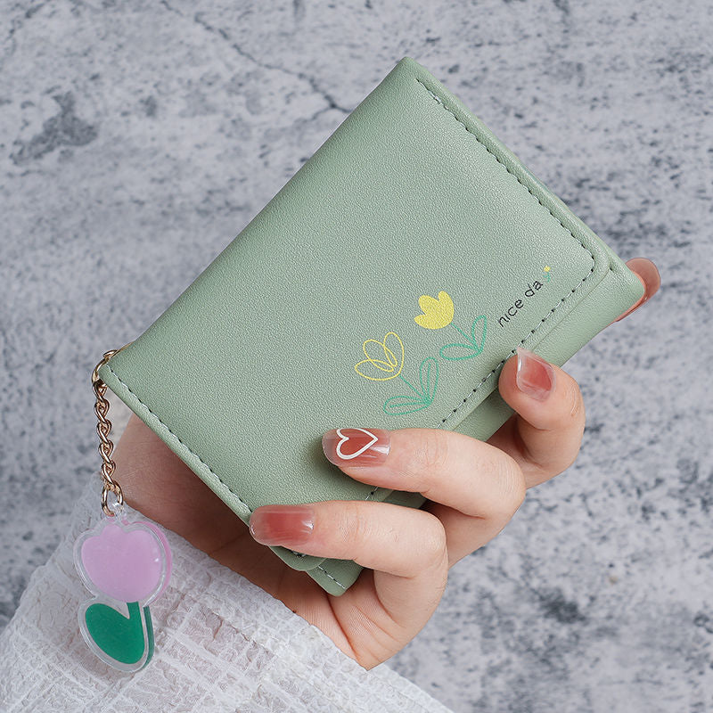 Women's Short Solid Color Simple Printed Cute Ladies Wallets
