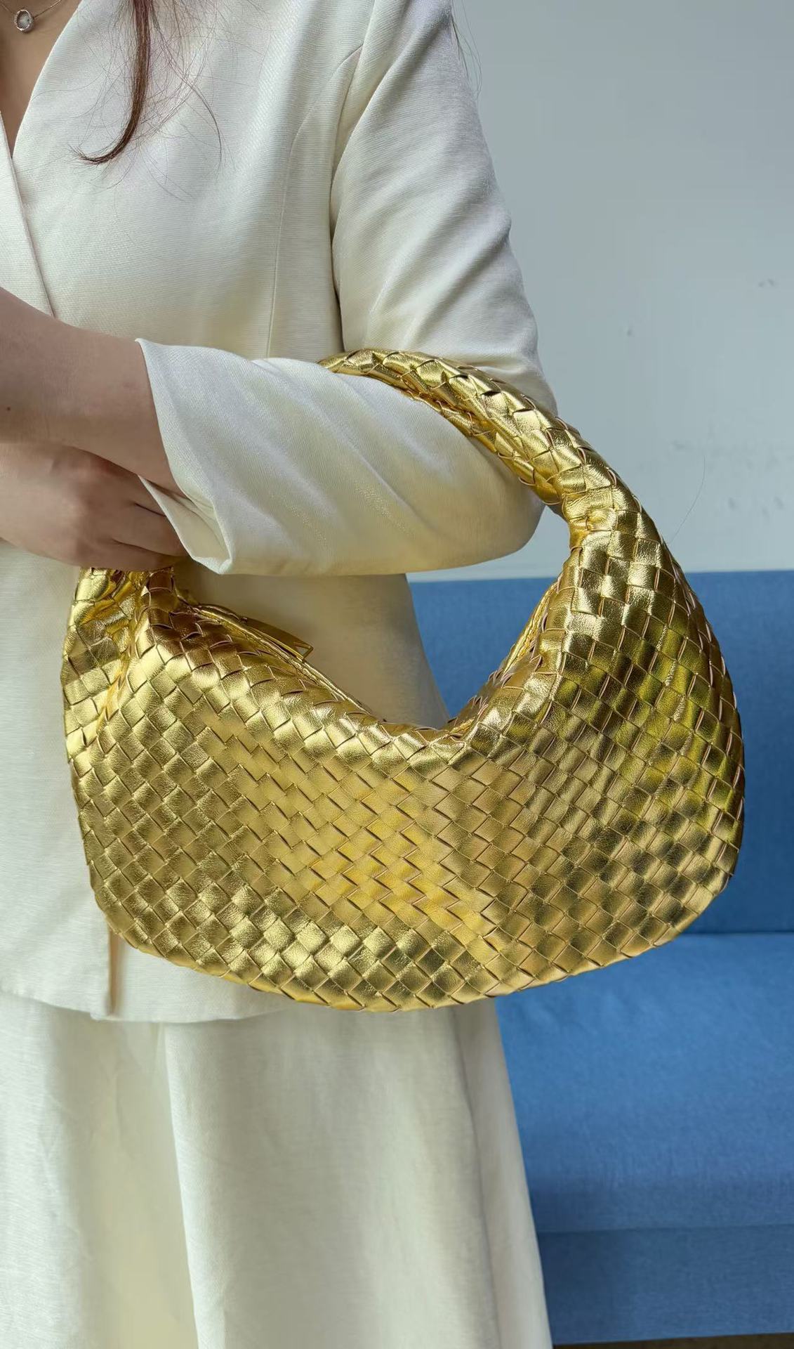 Women's Denim Woven Fashion Portable Horn Bags