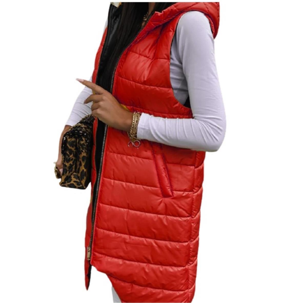 Color Temperament Commute Hooded Single-breasted Sleeveless Vests