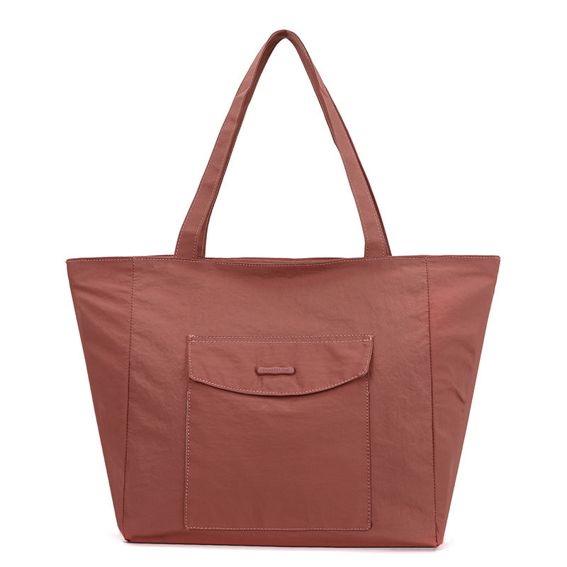 Simple Solid Color Large Capacity Commuter Tote Bags