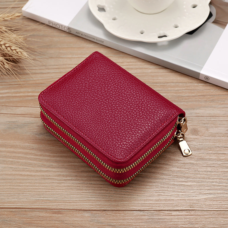 Women's Double Zipper Large Capacity Expanding Fashion Id Package