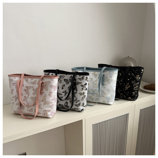 Women's Fashionable Embroidered Butterfly Western Style Large Shoulder Bags