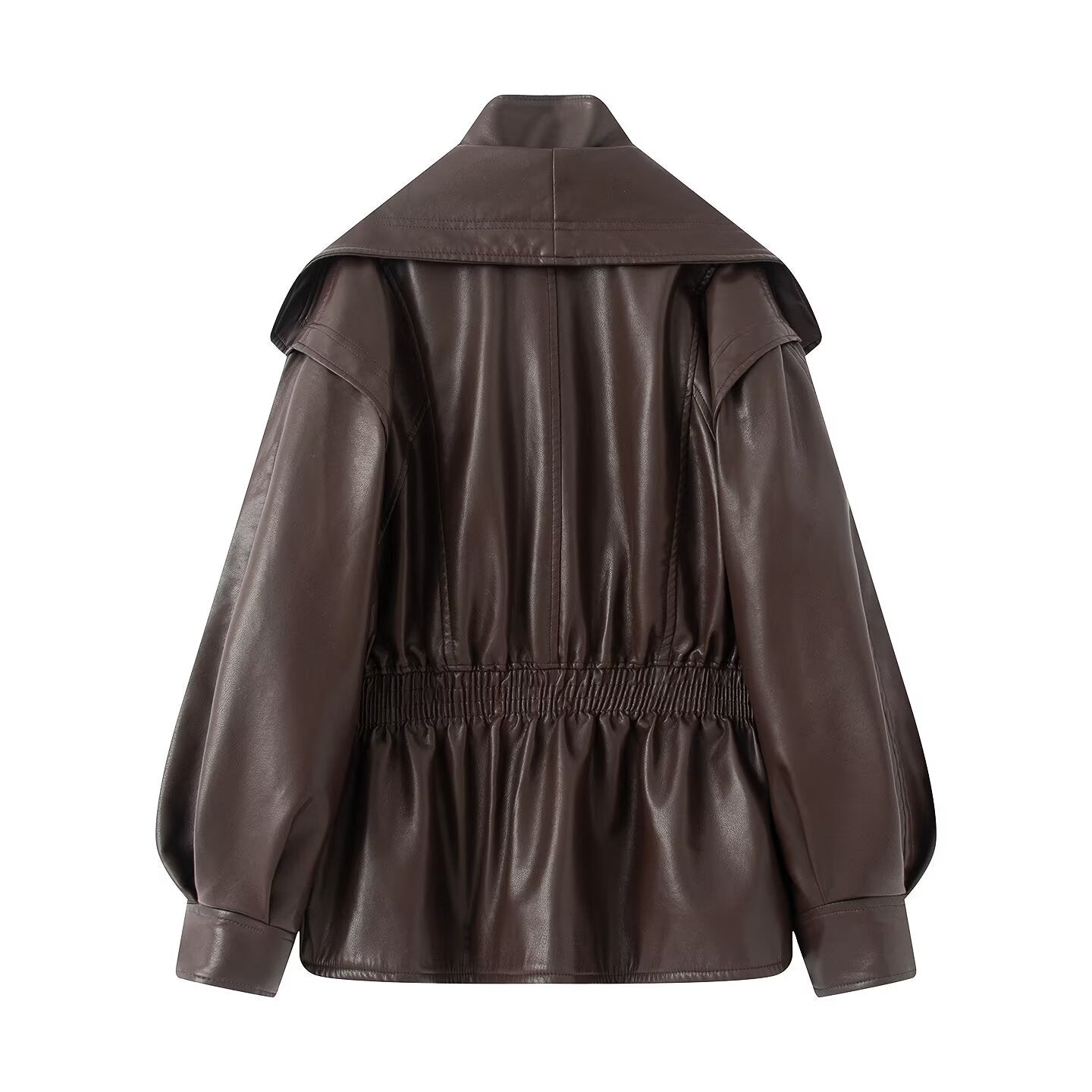Women's Faux Leather Collar Design Two-piece Jackets