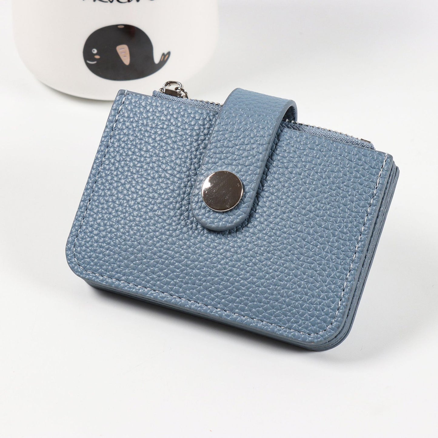 Simple Mini Lychee Pattern Fresh Zipper Card Holder