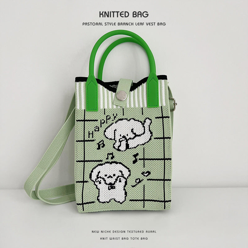 New Stylish Cartoon Knitted Adjustable One Handbags