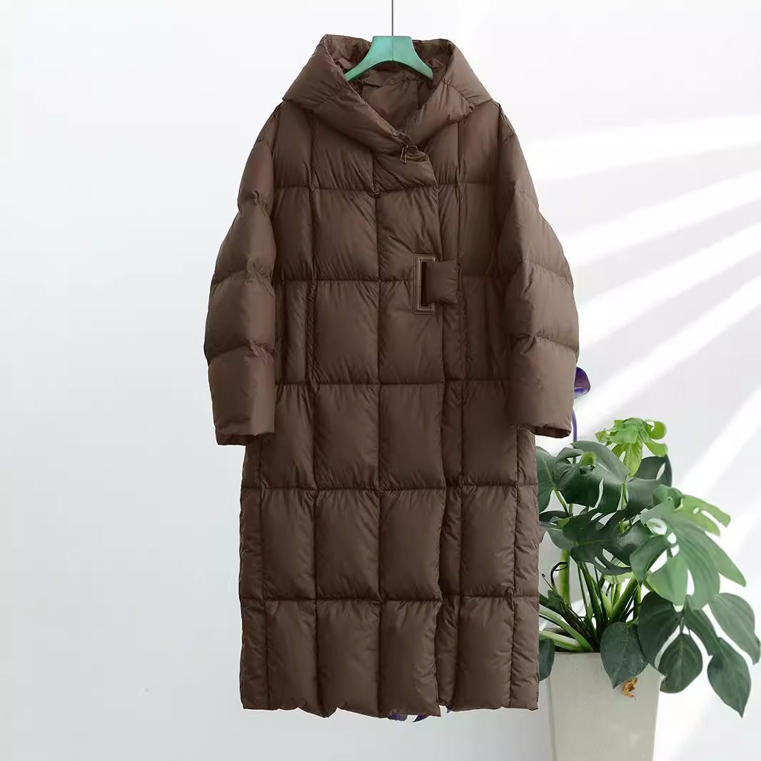 Women's Duck Down Long Hooded Thickened Warm Jackets