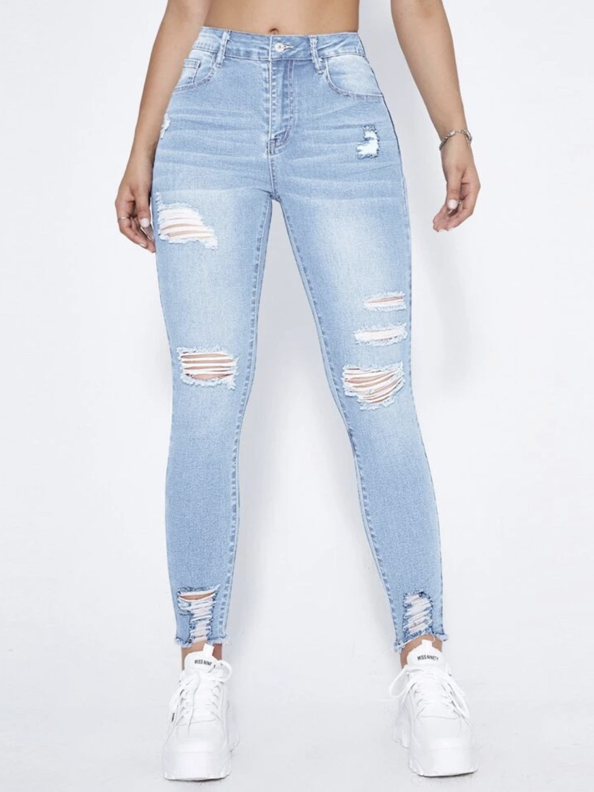 Women's Ripped Slim Stretch Denim Skinny Pants