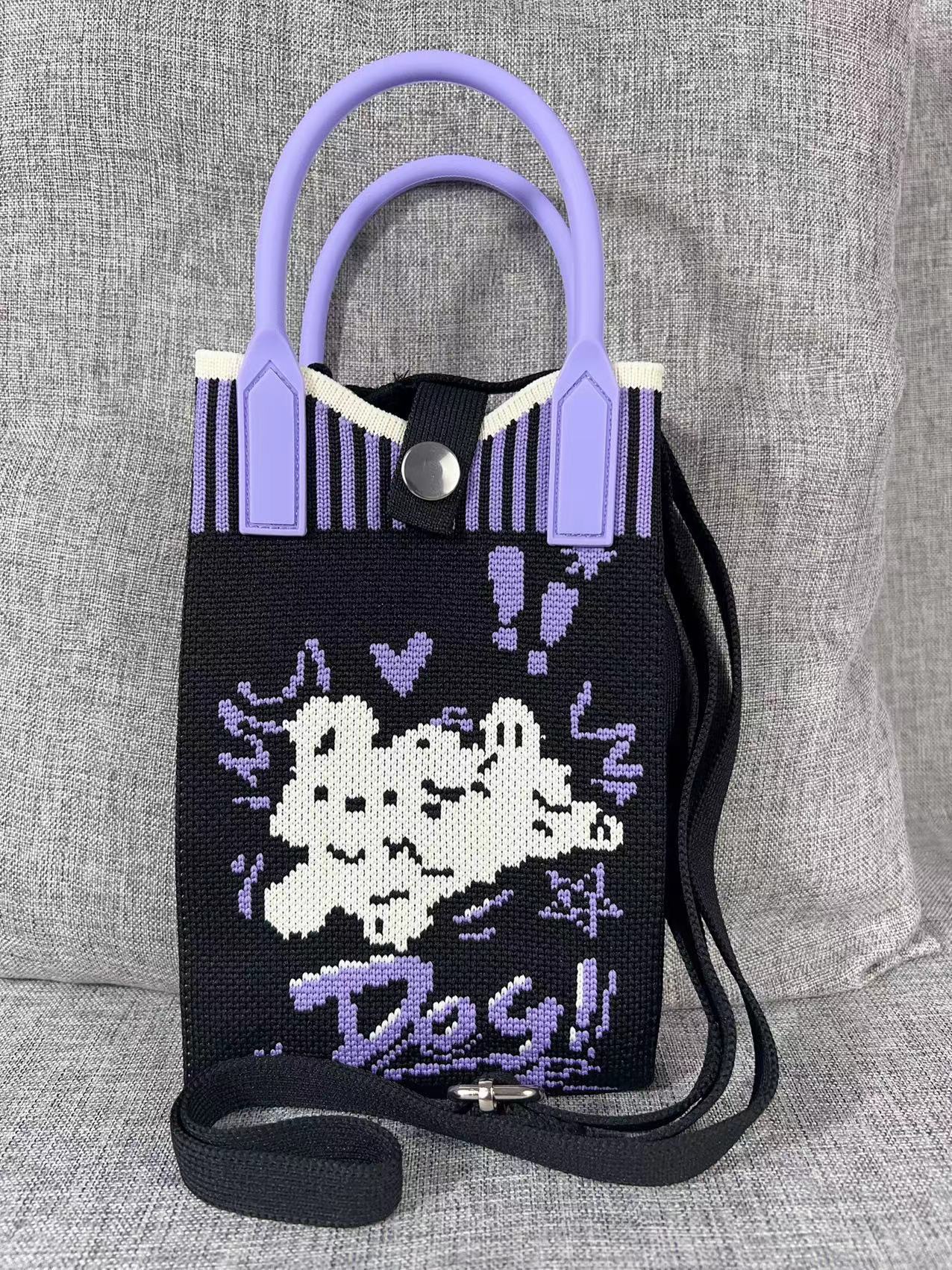 Summer Cartoon Mobile Wool Knitted Adjustable Bags