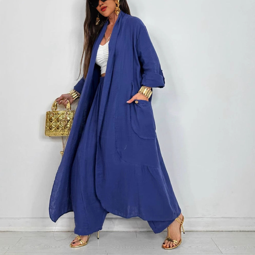 Women's Long Shirt Fashion Solid Color Casual Suits