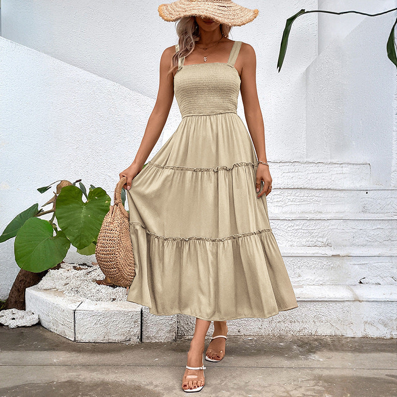 Popular Casual Vacation Versatile Solid Color Dresses