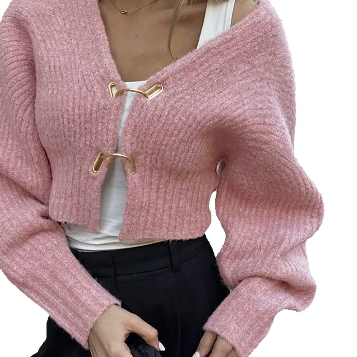 Women's Glamorous Pretty Knitted Metal Button Sweaters