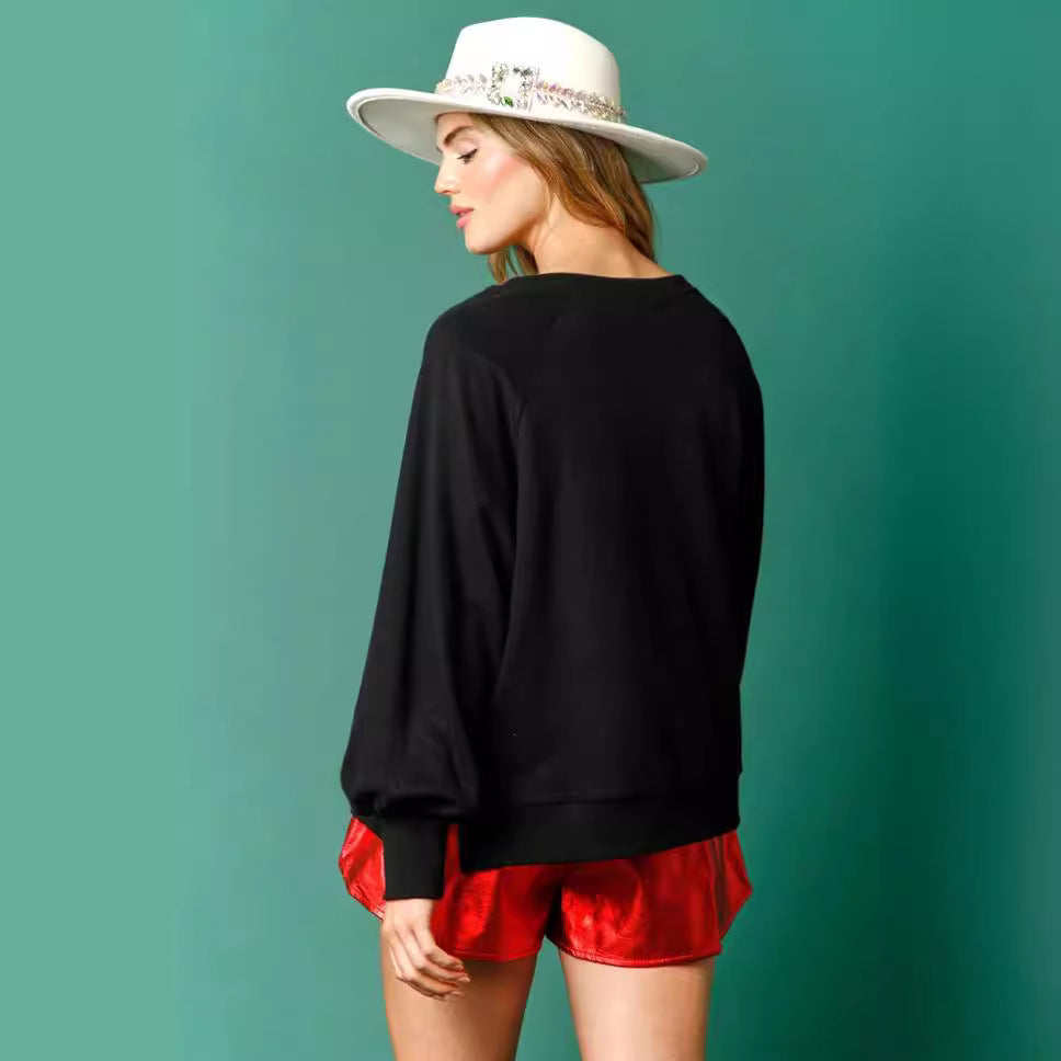 Women's Christmas Sweet Sequins Thickened Long-sleeved Sweaters