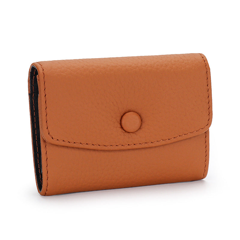 Female First Layer Short Cowhide Expanding Multiple Card Holder