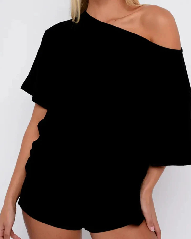 Summer Loose Solid Color Short-sleeved Two-piece Fashion Casual Suit