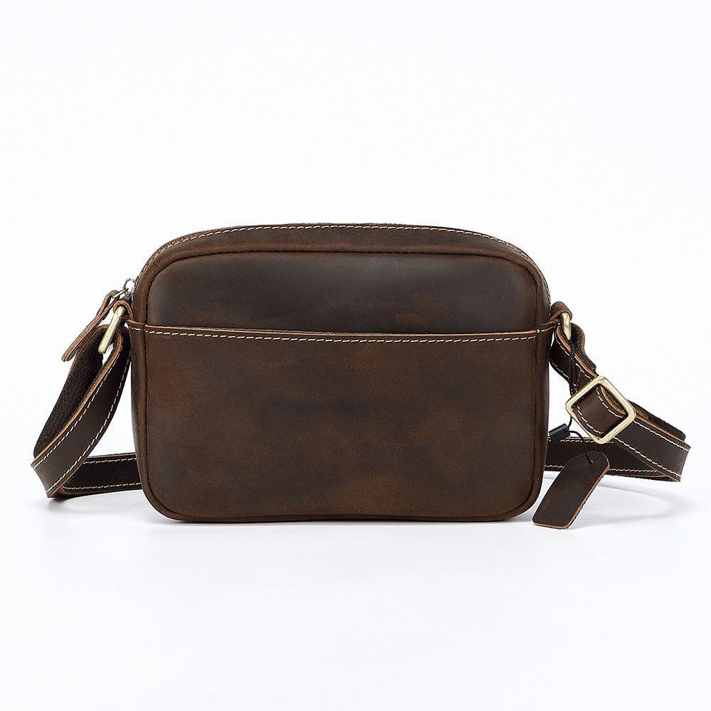 Men's Retro Crazy Horse Leather Cowhide Genuine Men's Shoulder Bags