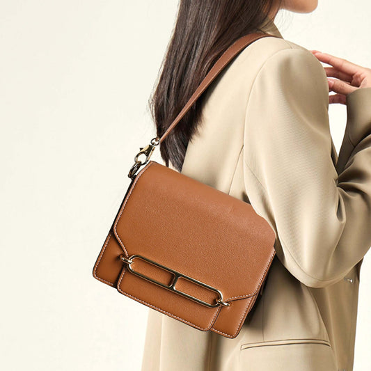 Attractive First Layer Cowhide Retro Temperament Small Square Bags