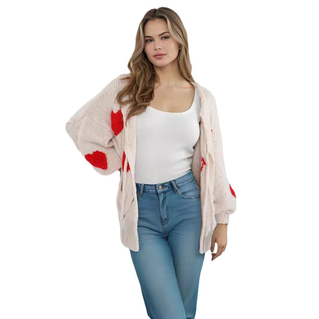 Women's Embroidery Love Strap Fashion Knitted Sweaters