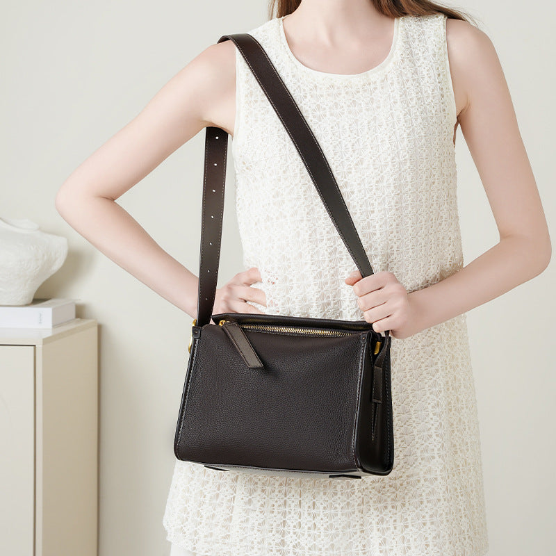 Women's Genuine Leather High-grade Pillow First Layer Cowhide Large Crossbody Bags