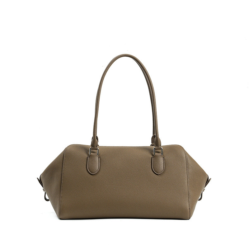 Women's Light Luxury Underarm High-grade Bowling Korean Cowhide Portable Handbags