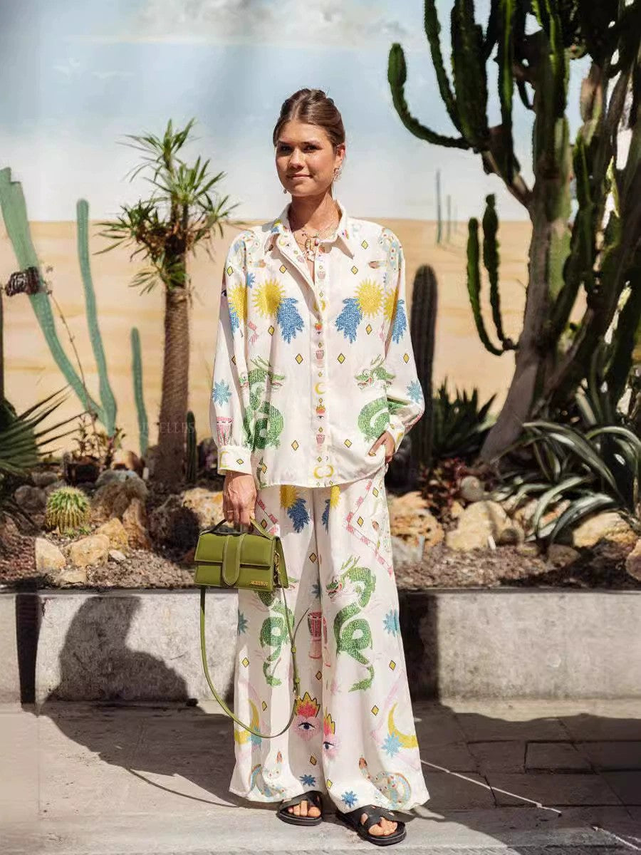 Personalized Printed Macaron Long Linen Sleeves Suits