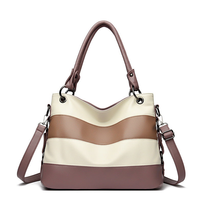 Women's Fashion Color Matching Leather Pattern Commuter Handbags
