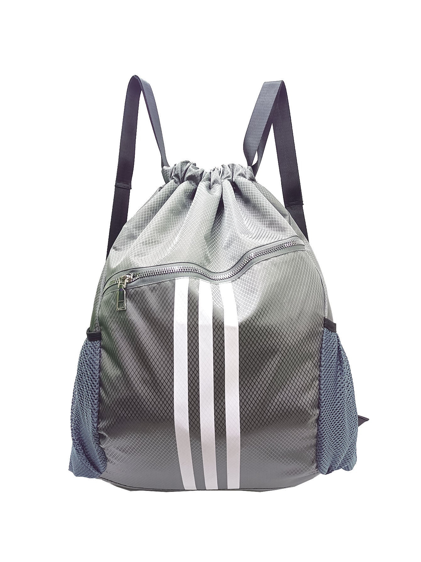 Women's & Men's & Mesh Plaid Polyester Waterproof Drawstring Bundle Backpacks