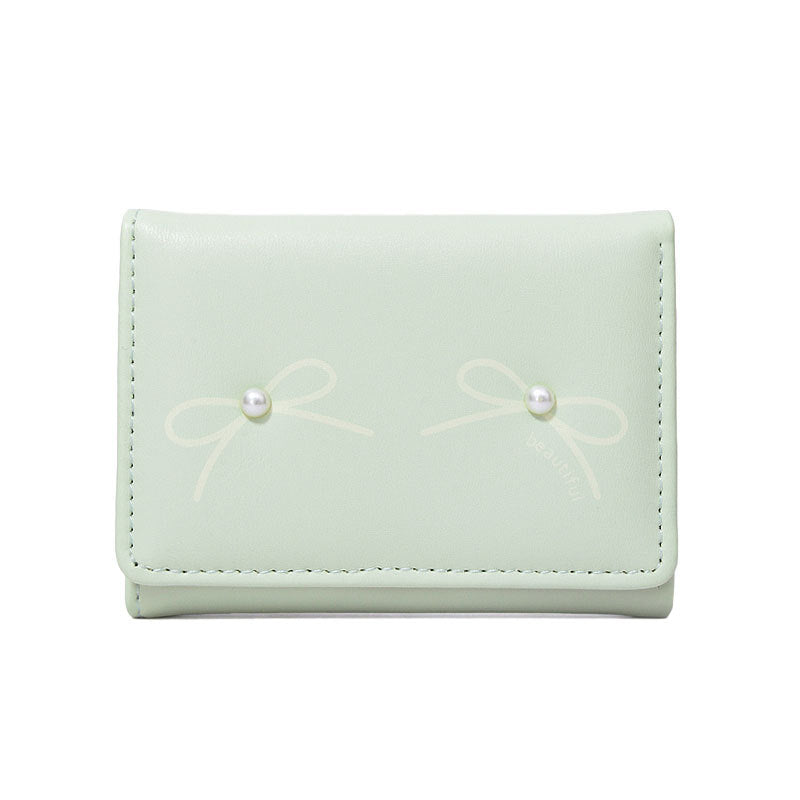 Women's Summer Bow Outing Cute Pearl Ladies Wallets