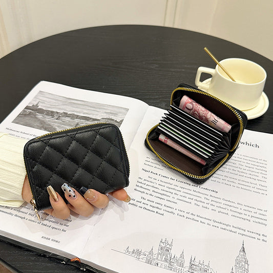 Lambskin Expanding Multiple Slots Swiping Bank Card Holder