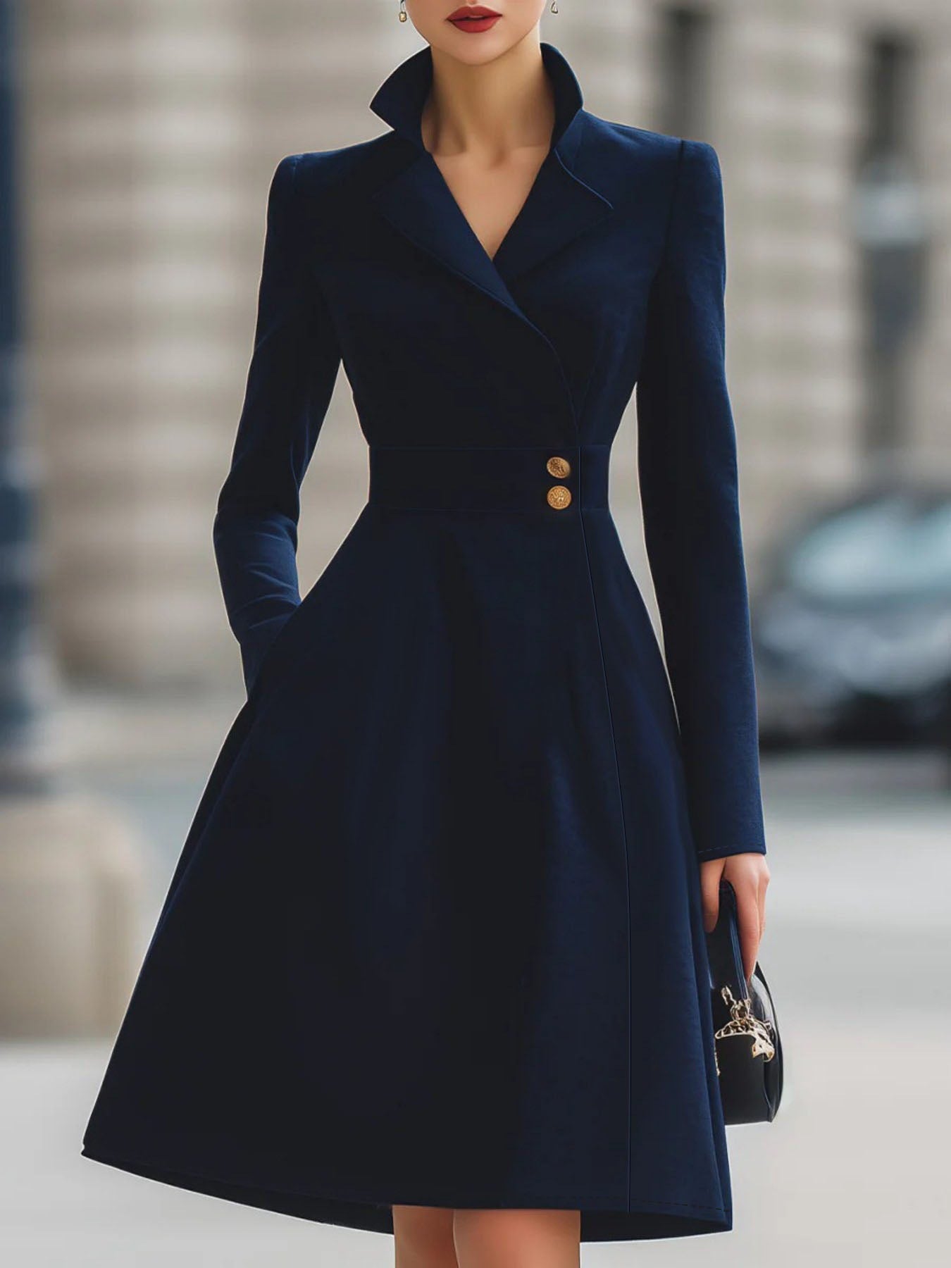 Women's Elegant Solid Color Large Pocket Dress Skirts