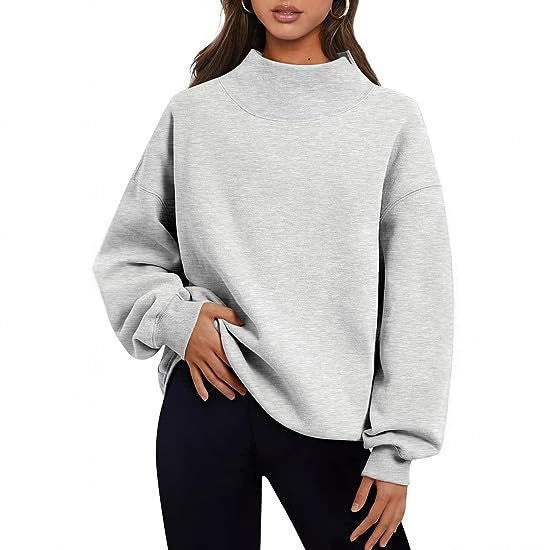 Women's Fashion Casual Style Fleece Shirt Thick Half Turtleneck Sweaters