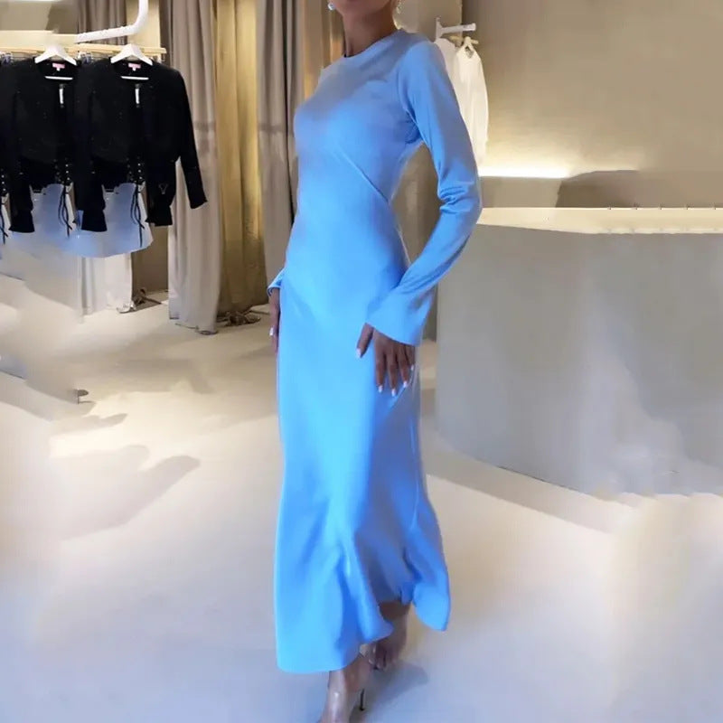 Women's Autumn Solid Color Casual Home Slim Dresses
