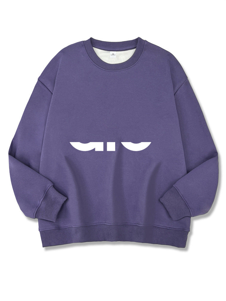 Women's Long Sleeve Composite Interloop Fashion Casual Loose Round Women's Sweater, Sweater