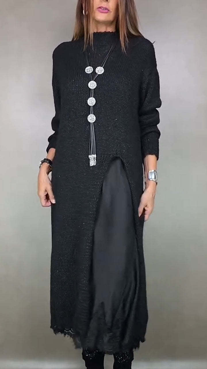 Autumn Lace Sling Slit Woolen Two-piece Skirts