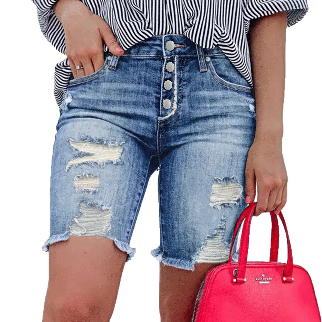 Women's Fashion Ripped Stretch Denim High Quality Women's Jeans