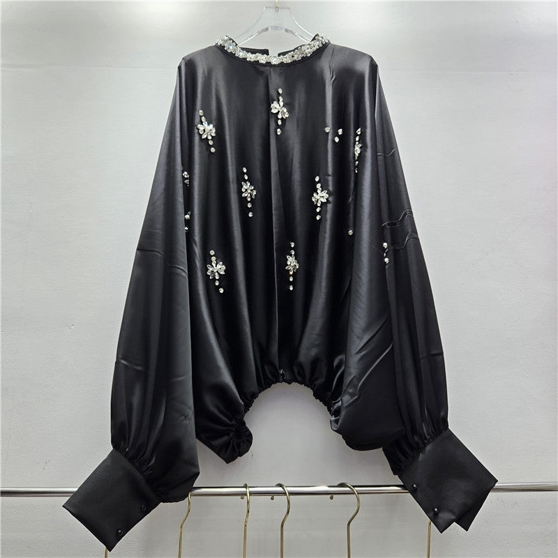 Women's Personality Diamond Loose Shirt Autumn Niche Design Blouses